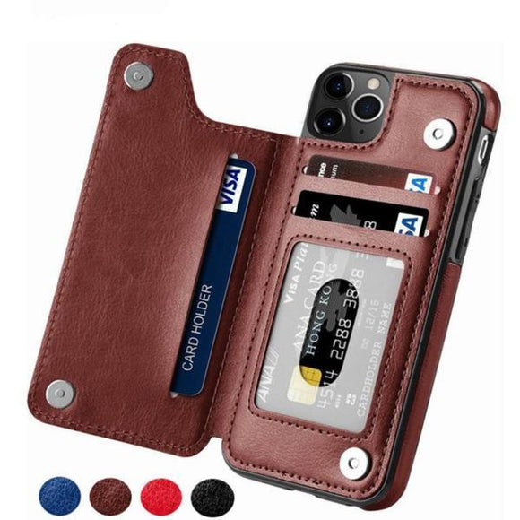 Luxury Retro Leather Card Slot Holder Cover Case For iPhone 12 11 Pro Max