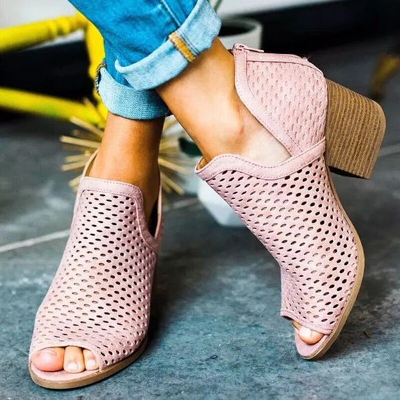 2019 Summer Women Hollow Fish Mouth Casual Sandals