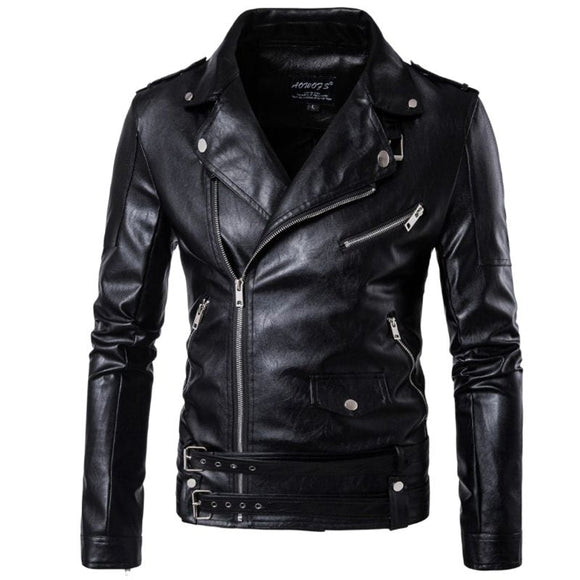 New Style Slim Fit Motorcycle Faux Leather Jacket