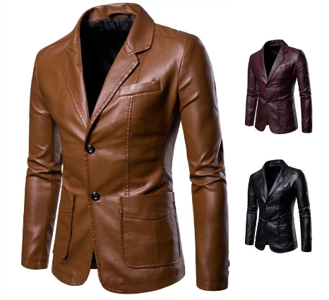 New Men's Leather Slim Fit Leather Jacket