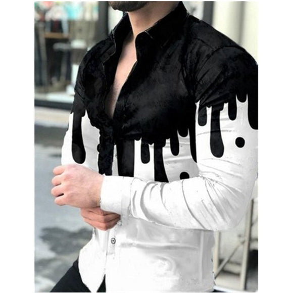 2022 New Fashion Men Shirts Turn-down Collar Buttoned Shirt