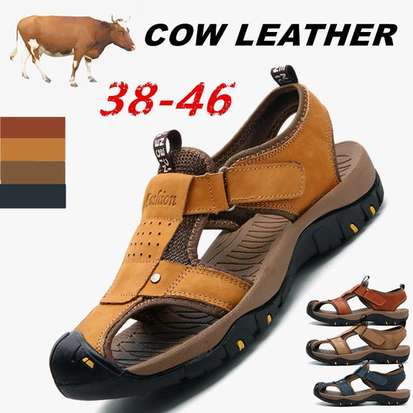 Genuine Cow Leather Shoes Men Sandals
