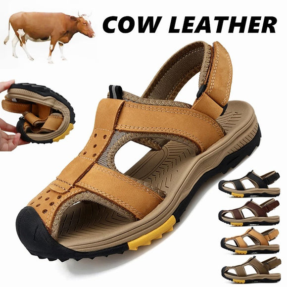 Genuine Cow Leather Sandals Men Summer Casual Shoes