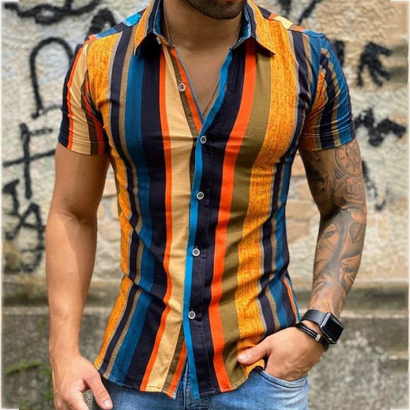 2022 Summer New Mens Vintage Striped Shirt