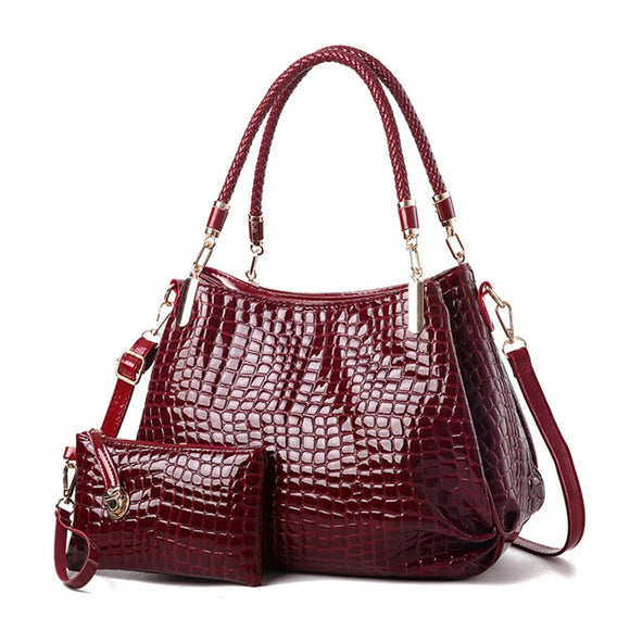 2Pcs Women Bags Set Luxury Crocodile Female Handbags