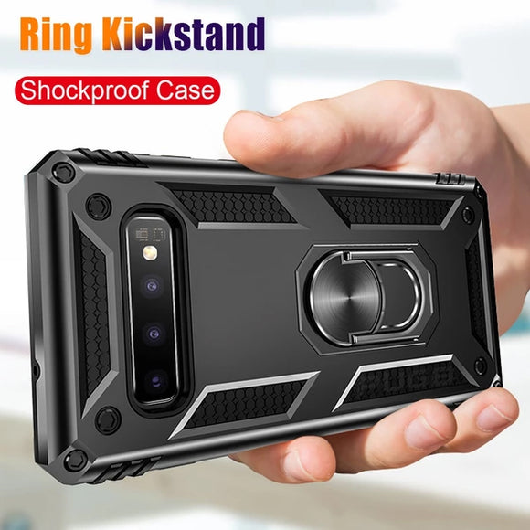 Luxury Heavy Duty Anti-knock Shockproof Car Holder Ring Soft Phone Case For Samsung S10 plus S10 lite S10 Note 9 8 S9 S8 Plus