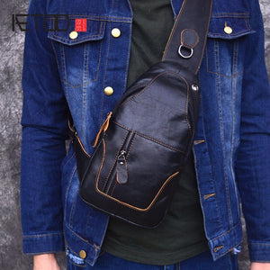 Soft Men Genuine Leather Chest Bags