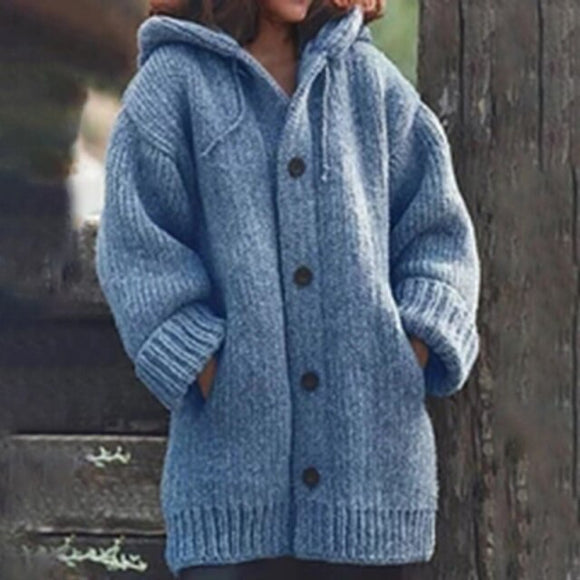 Ladies Hooded Knitted Sweater Coat