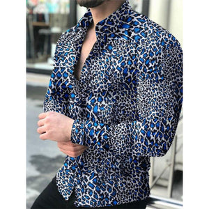 Luxury Men Shirts Spring Turn-down Collar Buttoned Shirt