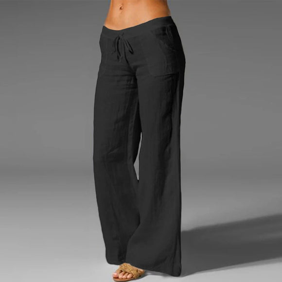 Wide Leg Pants For Female Casual Cotton Linen Loose Trouser