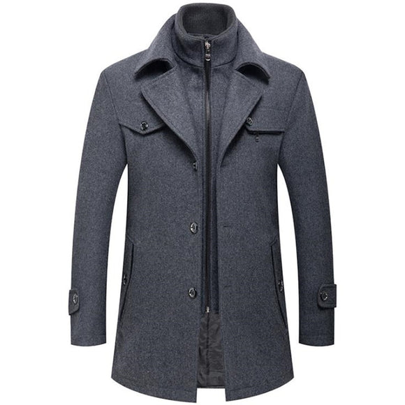 Men Slim Double Collar Business Thick Jacket