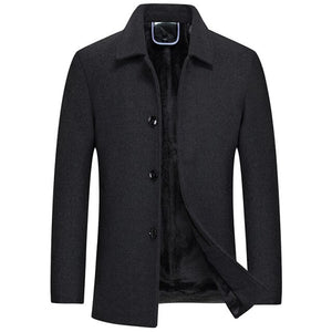 Men's Business Velvet Thick Woolen Coat