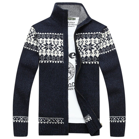 Men's Sweater Jacquard Slim-fit Stand-up Collar Sweater