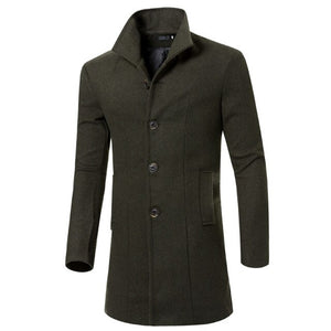 Fashion Lapel Mid-length Woolen Windbreaker Coat