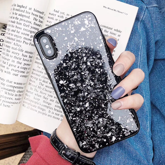 Fashion Black Bling Foil TPU Case for iPhone X XR XS MAX
