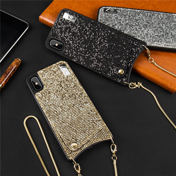 Phone Case - Multi-function Sequin Wallet Phone Case for iPhone X Xs Max XR
