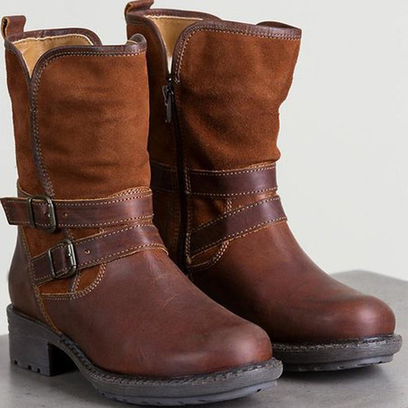 Waterproof Buckle Western Boots