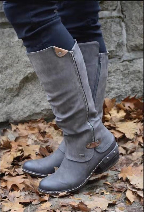Leather Knee High Boots Women Snow Boots