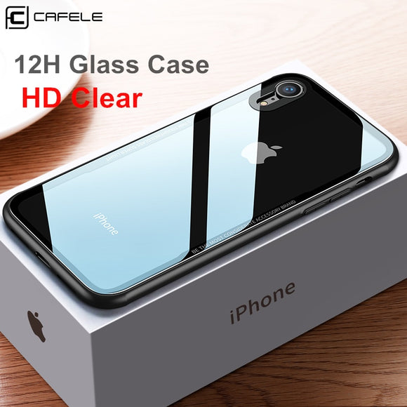 Luxury Ultra Thin Slim Soft TPU Edge + Transparent Glass Case for iPhone XS Max XR X 8 7 Plus 6 6s