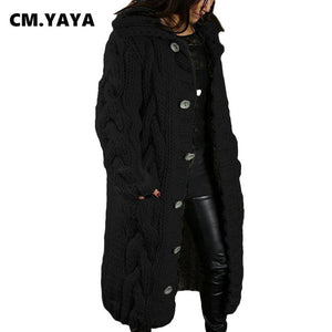 Women Sweater Coats Solid Loose Straight Long Cardigan with Pockets