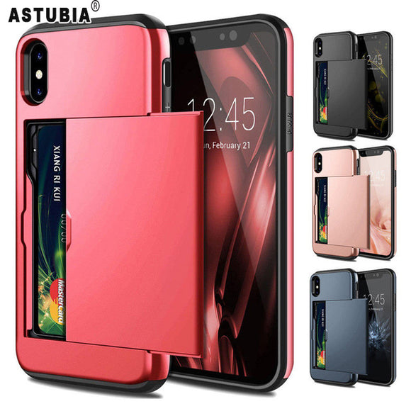 Fashion Wallet Card Holder Cover For iPhone X XR XS Max