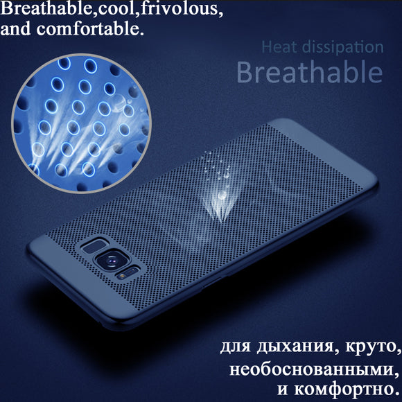 Hot Sale Luxury Ultra Slim Grid Heat Dissipate Shockproof Phone Case For Samsung