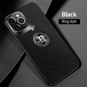 Leather Armor Magnetic Car Holder Case for iphone
