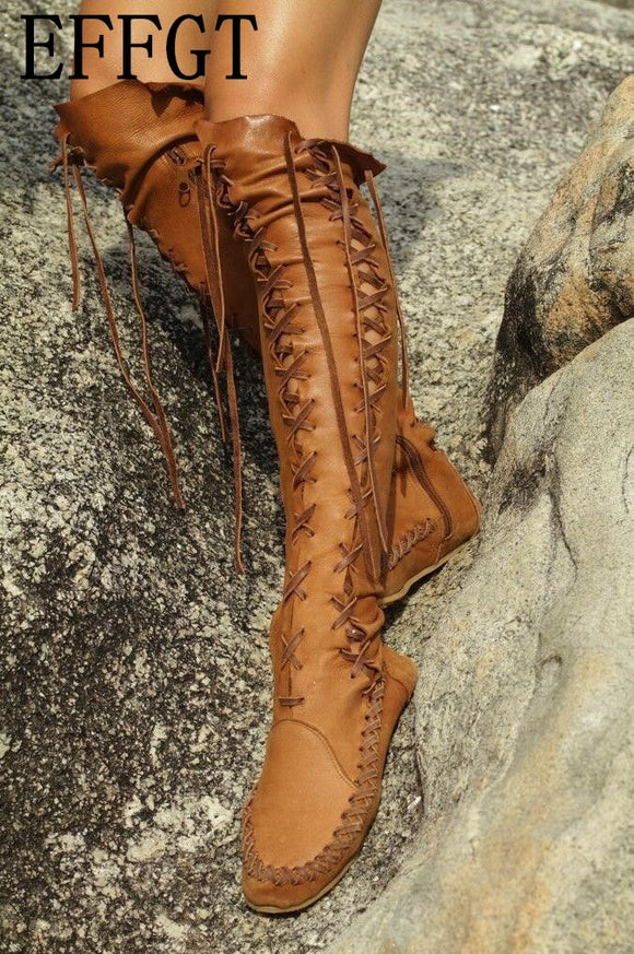 Handmade Bohemian Roman flat Boots
