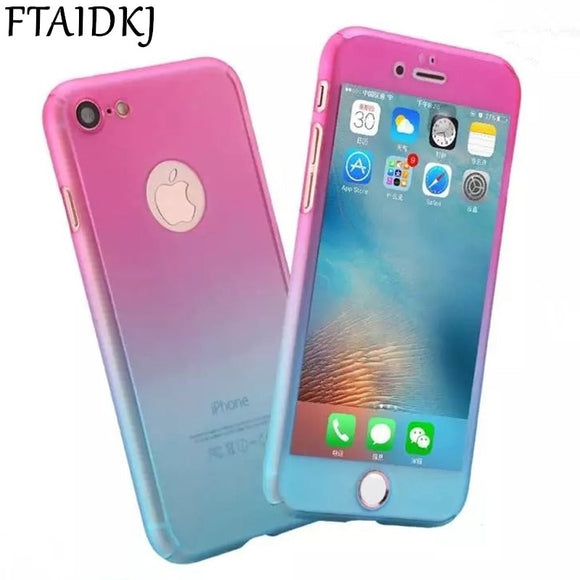360° Full Protection Gradient Case+ Film Screen For iPhone