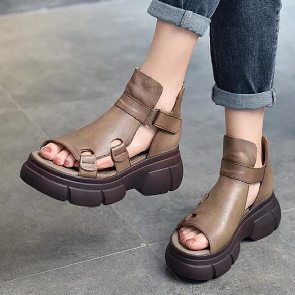 Fashion Handmade Chunky Platform Retro Sandals