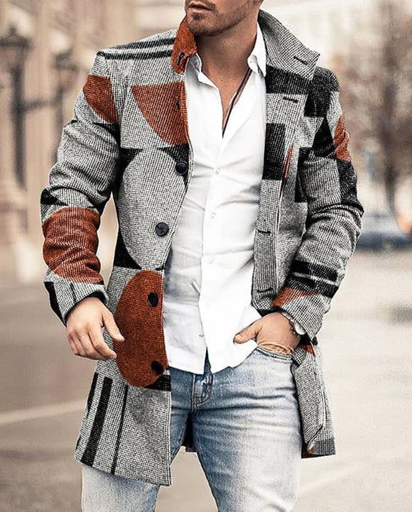 New Color Matching Slim Fit Casual Trench Coat