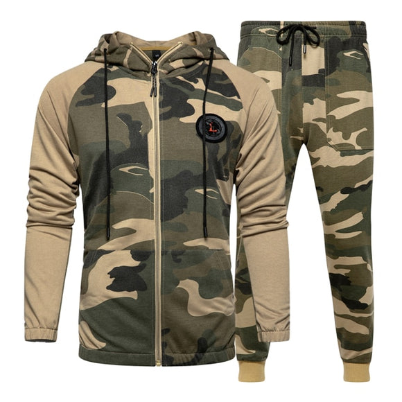 Fashion New Camo Hooded Men Tracksuit