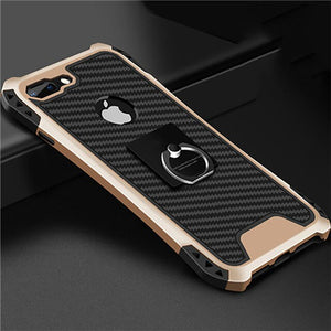Anti-Fall Shockproof Armor Kickstand Phone Case For iPhone with Finger Ring Holder