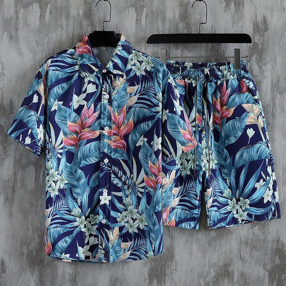 Fashion Summer Men's Printed Shirt Set