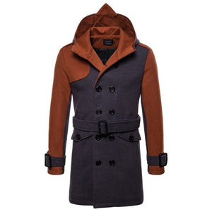 Winter Wool Coat Men Double Collar Thick Jacket
