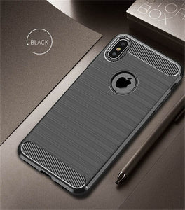 Heavy Ultra-thin Duty Anti-knock Shockproof Silicone Carbon Fiber Phone Case For iPhone X/XS/XSMax