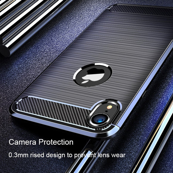 Heavy Ultra-thin Duty Anti-knock Shockproof Silicone Carbon Fiber Phone Case For iPhone X/XS/XSMax
