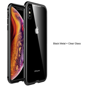 Phone Case - Luxury Aluminum Alloy Metal Frame Clear Tempered Glass Case For iPhone X XS Max XR
