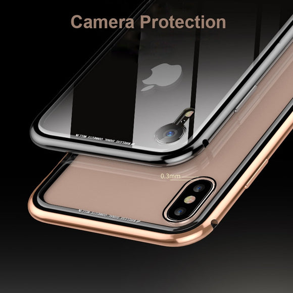 Phone Case - Luxury Aluminum Alloy Metal Frame Clear Tempered Glass Case For iPhone X XS Max XR