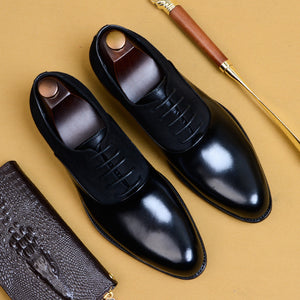 Genuine Cow Leather Brogue Wedding Business Men Casual Flats