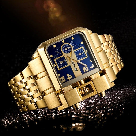 Golden Stainless Steel Luxury Male Watch