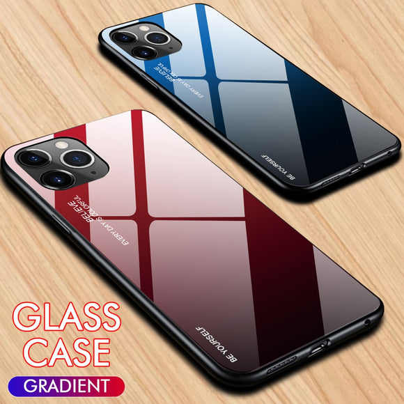 Tempered Glass Gradient Painted Case for iPhone Xs Max XR XS 11 Pro Max