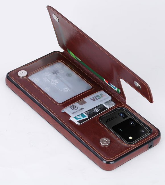 Case & Strap - Luxury Shockproof Armor Leather Wallet Magnet Flip Case For Samsung S20/Plus/ultra/A20S