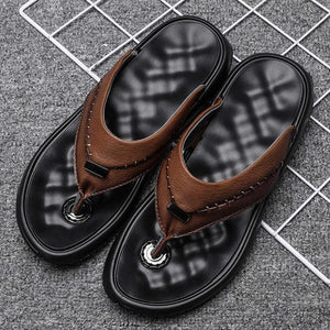 Shoes - Hot Sale Men's Genuine Leather Flip Flops