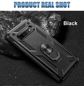 Luxury Dual Layer Heavy Duty Shockproof Armor Ring Holder Kickstand Case For Samsung S10e S10 Plus