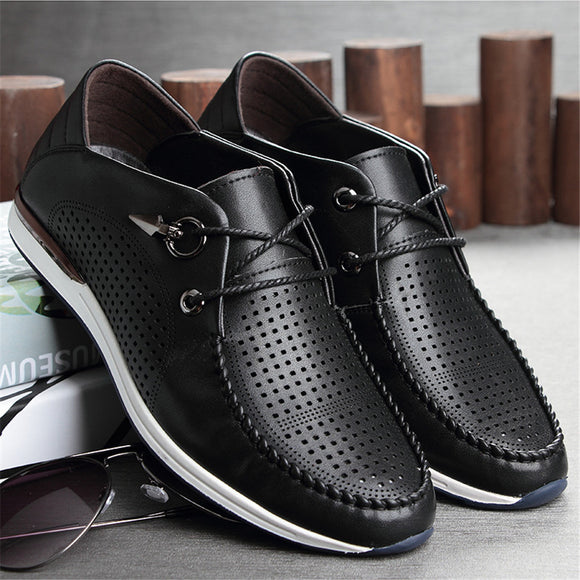 Men's Breathable Hollow Out Lace Up Office Work Shoes