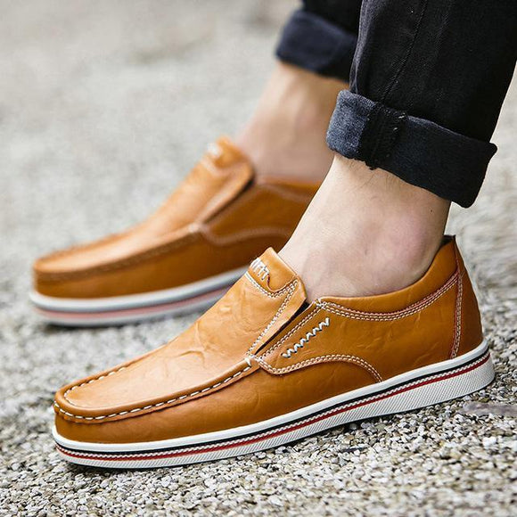 Hand Sewing Men Genuine Leather Boat Shoes