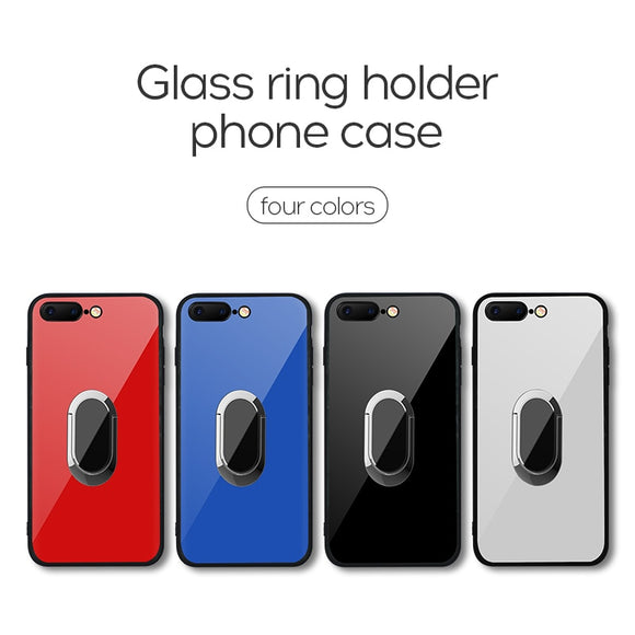 Phone Case - Tempered Glass Case with Magnetic Car Holder for iPhone XS Max XR XS X