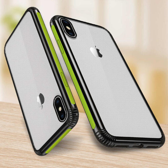 Military Grade Anti-fall Transparent Soft TPU Back Cover For iPhone X XR XS MAX