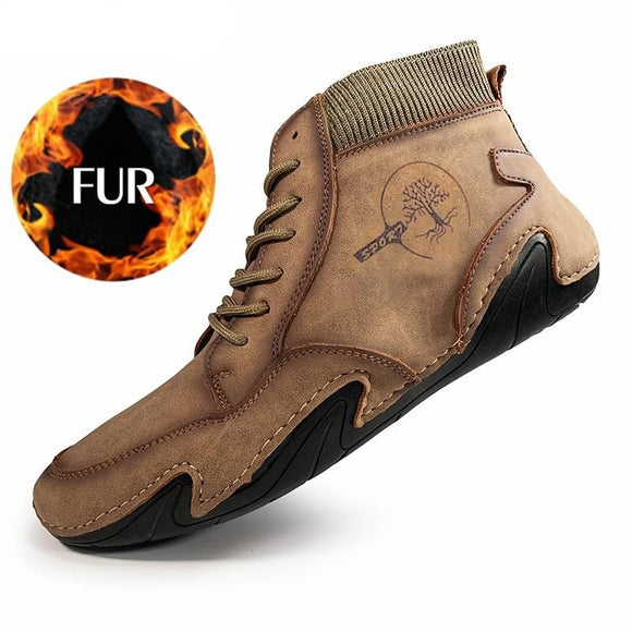Luxury Men Leather Winter Plush Casual Shoes
